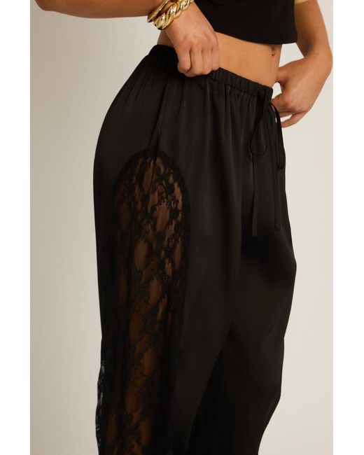Rebellious Fashion Blue Lace Satin Trousers