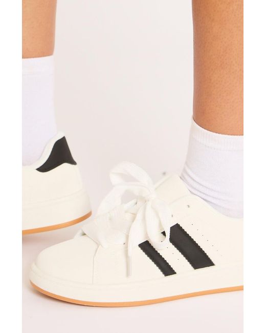Rebellious Fashion White Stripe Detail Trainers