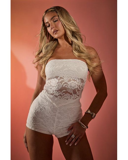 Rebellious Fashion Brown Lace Bandeau Top