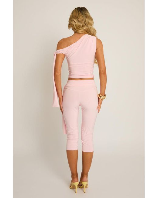 Rebellious Fashion Natural Tie Shoulder Top And Capri Pants Co-Ord Set