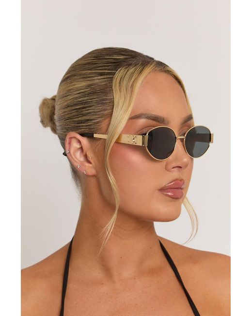 Rebellious Fashion Brown Oval Frame Tinted Lense Sunglasses