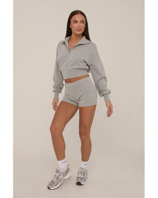 Rebellious Fashion Natural Zip Front Lounge Short Co-Ord Set