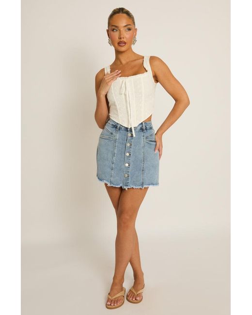 Rebellious Fashion Blue Button Front Denim Skort
