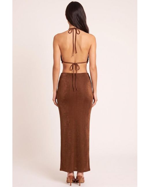 Rebellious Fashion Multicolor Textured Slinky Draped Top And Maxi Skirt Co-Ord Set