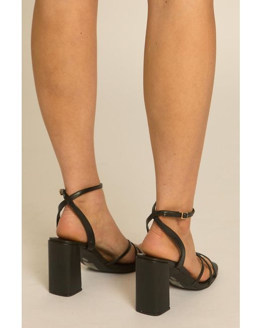 Rebellious Fashion Natural Faux Leather Strappy Block Heels