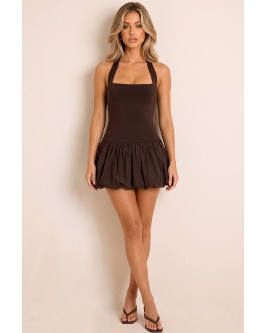 Rebellious Fashion Black Halterneck Puffball Mini Dress