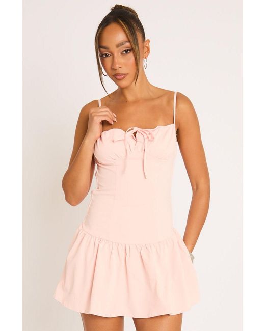 Rebellious Fashion Natural Tie Front Mini Dress