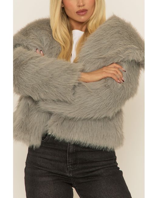 Rebellious Fashion Natural Collared Faux Fur Coat