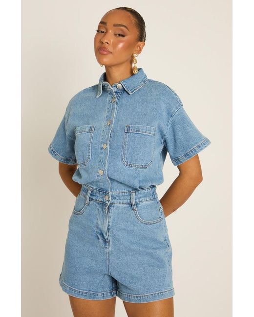 Rebellious Fashion Blue Denim Playsuit