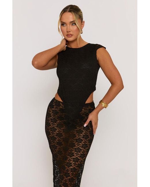 Rebellious Fashion Multicolor Lace Bodysuit And Maxi Skirt Co-Ord Set