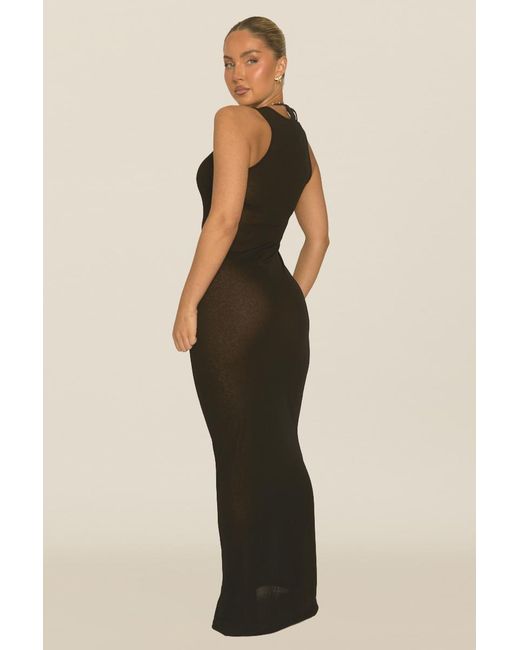 Rebellious Fashion Brown Semi Sheer Racer Maxi Beach Dress