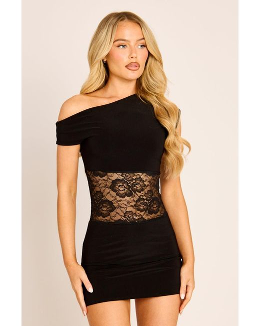 Rebellious Fashion Black Lace Asymmetric Mini Dress