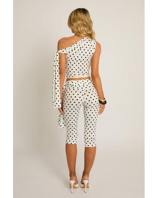 Rebellious Fashion Natural Tie Shoulder Top And Capri Pants Co-Ord Set