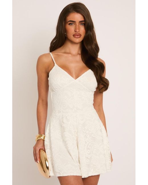 Rebellious Fashion Natural Lace Cami Playsuit