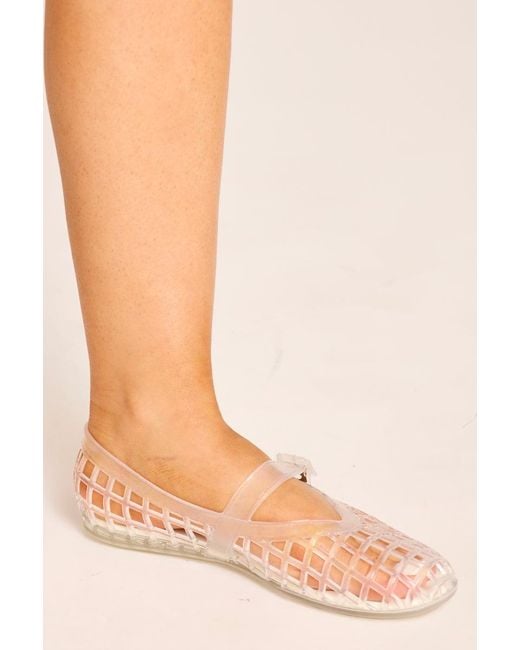Rebellious Fashion Pink Cage Jelly Ballet Flats