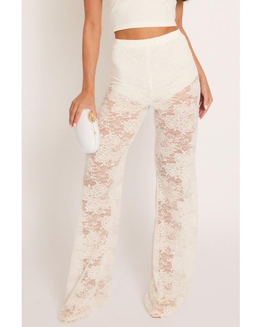 Rebellious Fashion Brown Lace Kick Flare Trousers