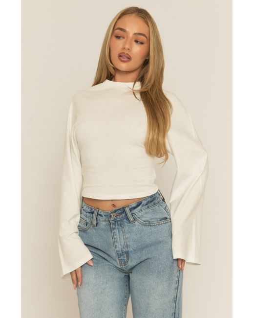 Rebellious Fashion Blue Cinched Waist Long Sleeve Top