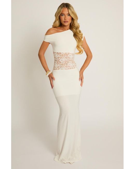 Rebellious Fashion Natural Lace Asymmetric Maxi Dress