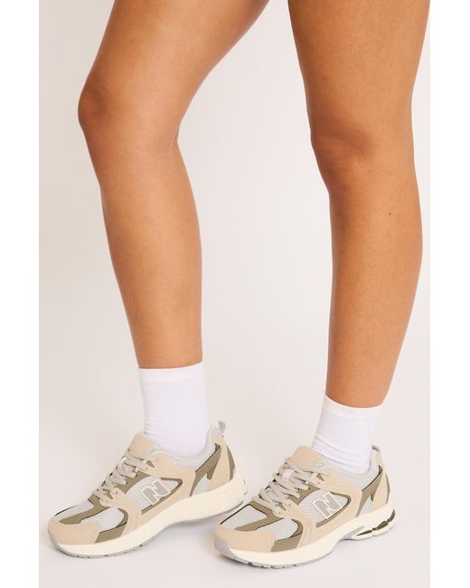 Rebellious Fashion White Mesh Detail Chunky Trainers