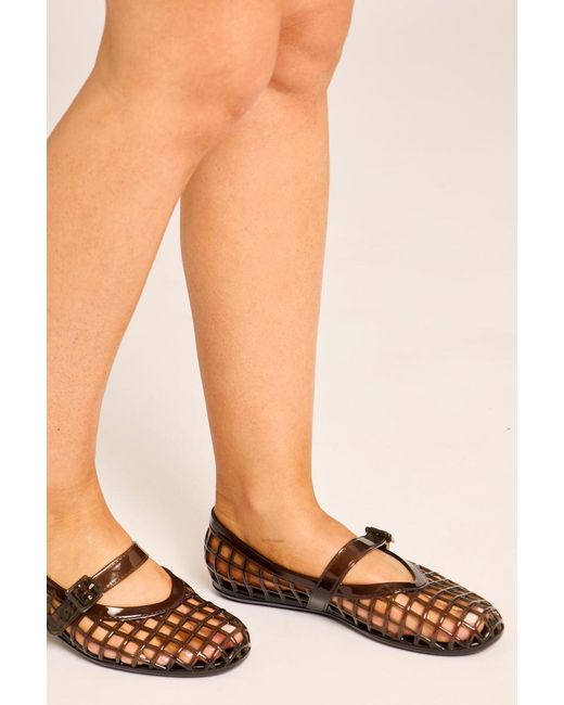 Rebellious Fashion Black Cage Jelly Ballet Flats