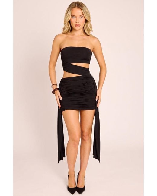 Rebellious Fashion Black Bandeau Cut Out Mini Dress