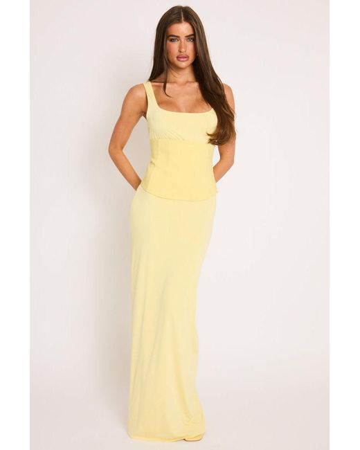 Rebellious Fashion Yellow 2-In-1 Corset Maxi Dress