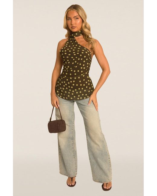 Rebellious Fashion Natural Polka Dot Scarf Top