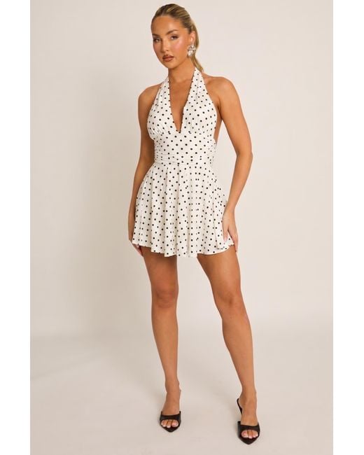 Rebellious Fashion Multicolor Halter Plunge Neck Mini Dress