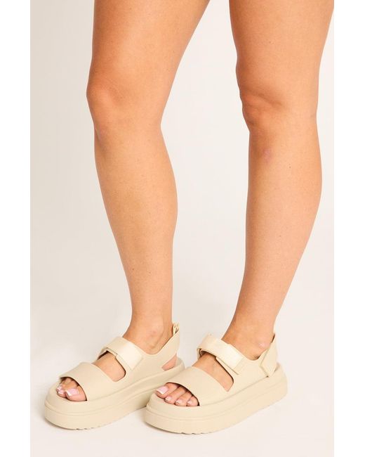Rebellious Fashion Pink Strap Detail Chunky Platform Sandals