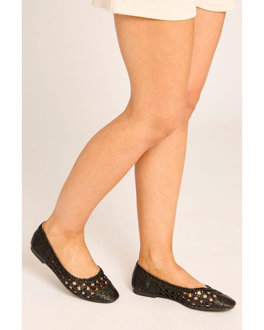 Rebellious Fashion Black Woven Raffia Ballet Flats