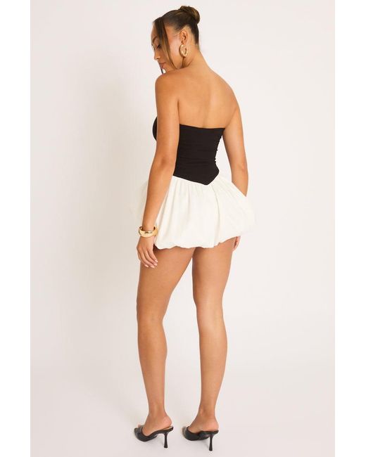 Rebellious Fashion Black Bandeau Contrast Puffball Playsuit