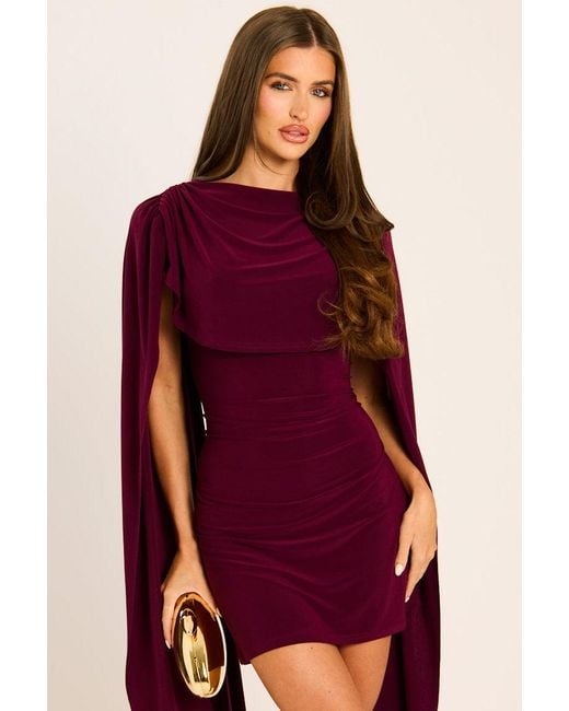 Rebellious Fashion Gathered Cape Mini Dress