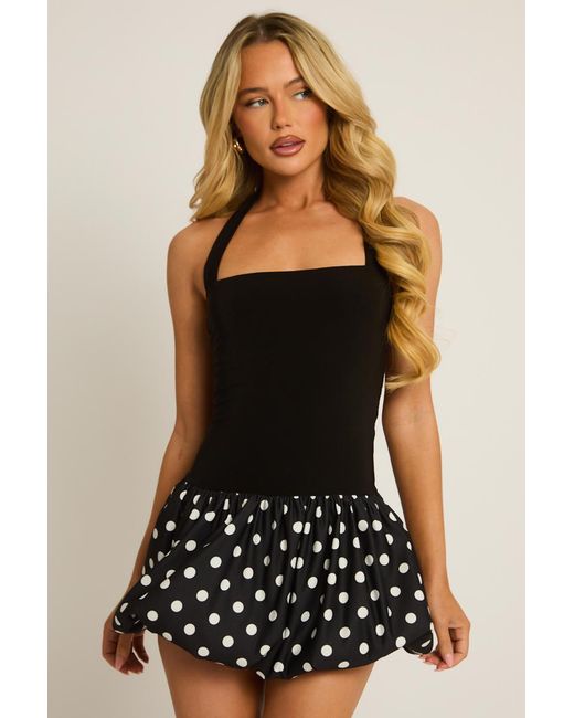 Rebellious Fashion Black Halterneck Puffball Mini Dress