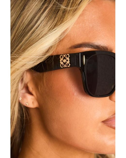 Rebellious Fashion Pink Logo Detail Oversized Square Sunglasses