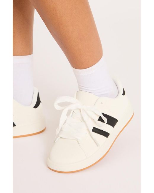 Rebellious Fashion White Stripe Detail Trainers
