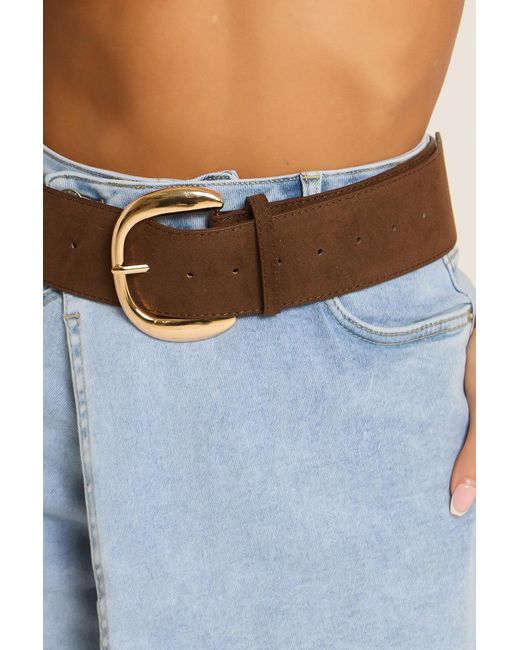 Rebellious Fashion Blue Suede Oversized Buckle Belt