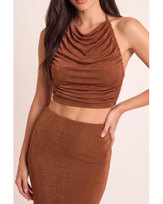 Rebellious Fashion Multicolor Textured Slinky Draped Top And Maxi Skirt Co-Ord Set