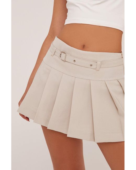 Rebellious Fashion Multicolor Pleated Belt Detail Micro Mini Skirt