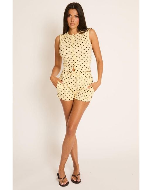 Rebellious Fashion Multicolor Sleeveless Button Front Rib Top And Short Loungewear Co-Ord Set