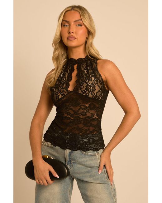 Rebellious Fashion Black Lace Cut Out Top
