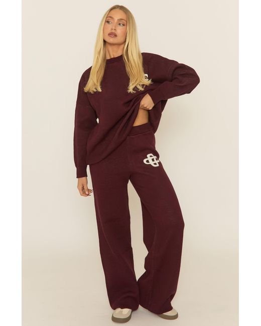 Rebellious Fashion Multicolor Contrast Motif Knit Loungewear Co-Ord Set