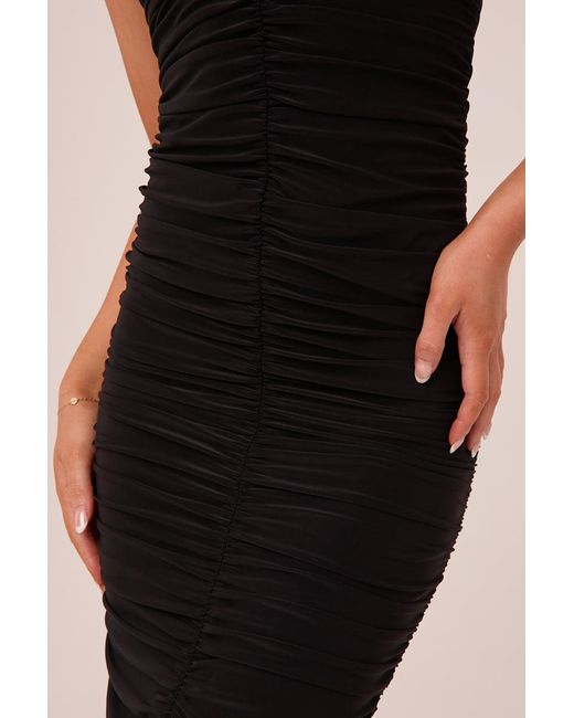 Rebellious Fashion Black Bandeau Ruching Detail Midi Dress