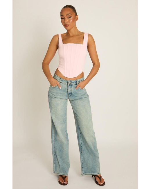 Rebellious Fashion Blue Boned Lace Back Corset Top