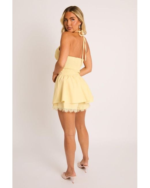 Rebellious Fashion Natural Lace Trim Frill Skort Playsuit