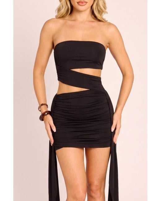 Rebellious Fashion Black Bandeau Cut Out Mini Dress