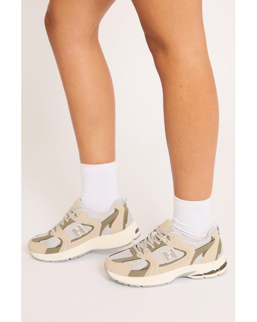 Rebellious Fashion White Mesh Detail Chunky Trainers