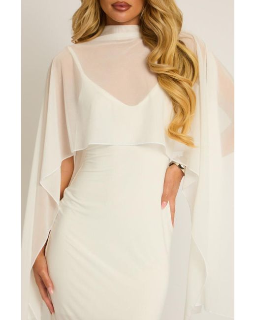 Rebellious Fashion Natural Cape Detail Maxi Dress