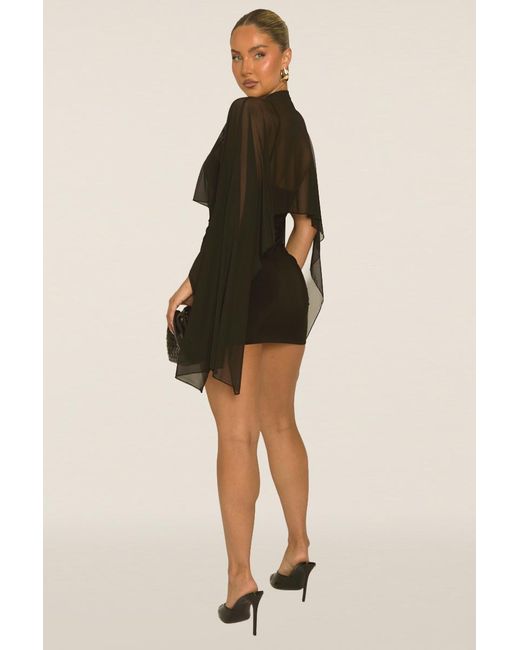 Rebellious Fashion Black Cape Detail Mini Dress