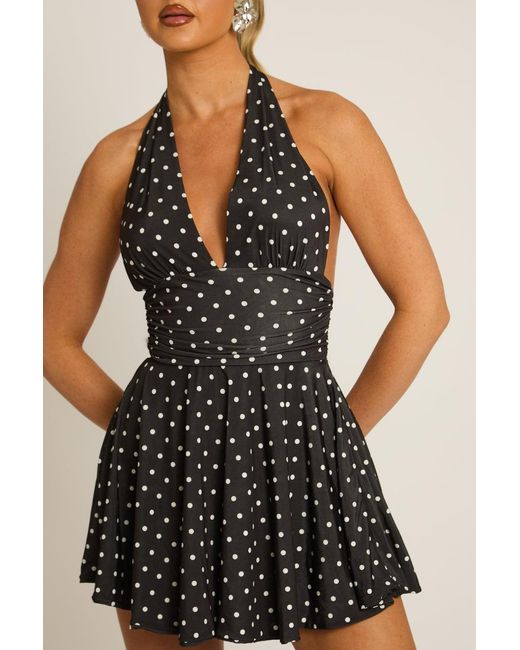 Rebellious Fashion Multicolor Halter Plunge Neck Mini Dress