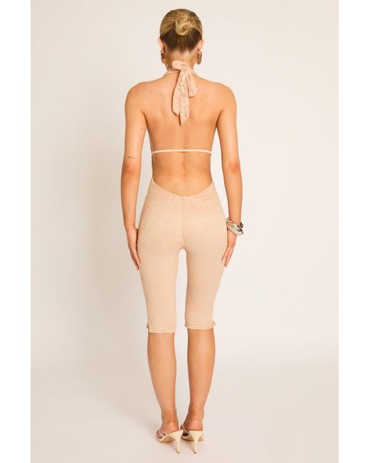 Rebellious Fashion Natural Lace Corset Capri Jumpsuit